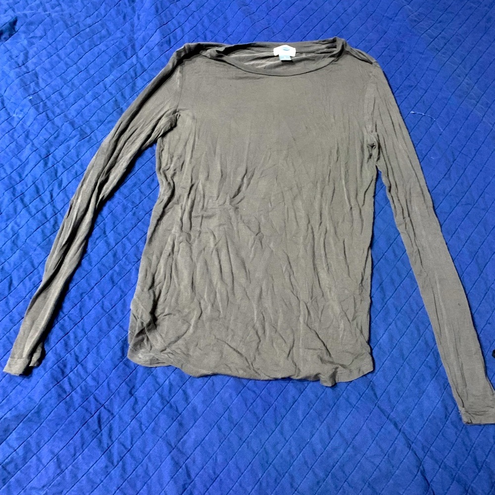 Luxe Crew Neck Slub-Knit long sleeve Tee Sz S